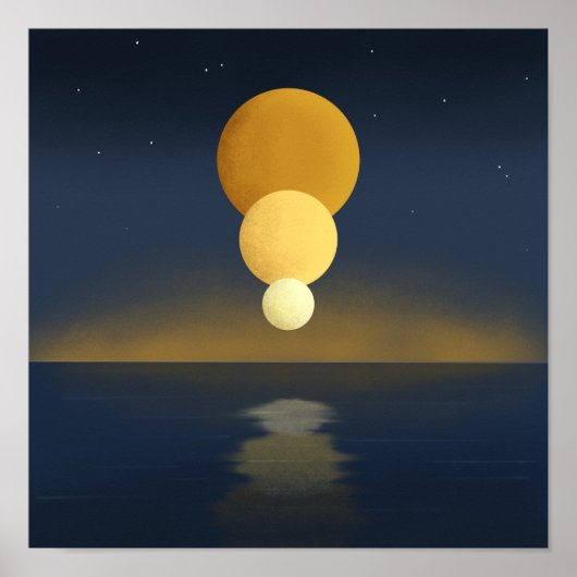 Serene Drievoudige Maanreflectie Poster (Voorkant)