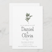 Serene eenvoud: witte en groene bloemenbruiloft kaart (Voorkant / Achterkant)