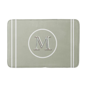 Serene Elegant Contemmodern Groen Monogram Badmat