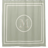Serene Elegant Contemmodern Groen Monogram Douchegordijn (Voorkant)