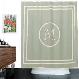 Serene Elegant Contemmodern Groen Monogram Douchegordijn