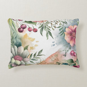 Serene Elegantie: Met de Hand Getekende Bloemige H Accent Kussen
