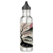 Serene elegantie: Mount Fuji en kersenbloesems Waterfles (Links)