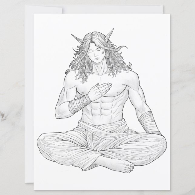 Serene Elf Warrior | Fantasy Anime Character Art (Voorkant)