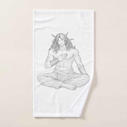 Serene Elf Warrior | Fantasy Anime Character Art Handdoek (Handdoek)