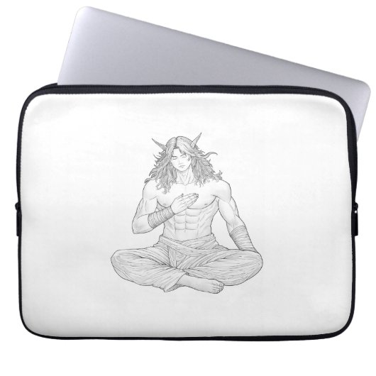 Serene Elf Warrior | Fantasy Anime Character Art Laptop Sleeve (Voorkant)
