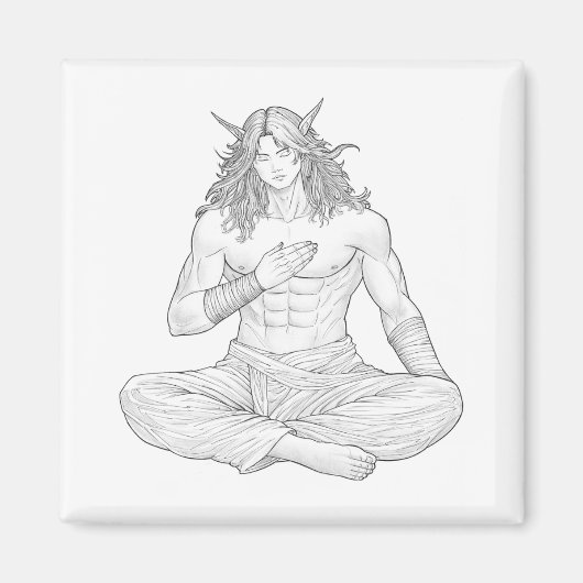 Serene Elf Warrior | Fantasy Anime Character Art Magneet (Voorkant)