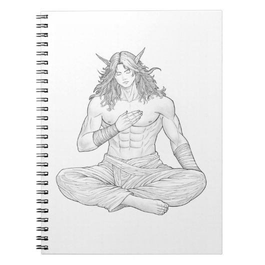 Serene Elf Warrior | Fantasy Anime Character Art Notitieboek (Voorkant)