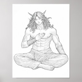 Serene Elf Warrior | Fantasy Anime Character Art Poster