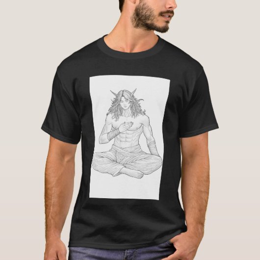 Serene Elf Warrior | Fantasy Anime Character Art T-shirt (Voorkant)