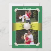 Serene Emerald & Gele Parel Lint Foto Bruiloft Kaart (Achterkant)