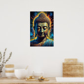 Serene en kalme Boeddha Portret Neon Art Poster (Keuken)