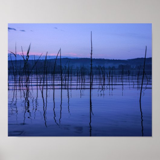 Serene en misty Lake na hevige regen Poster (Voorkant)