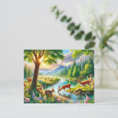 Serene Enchanted Forest met dieren Schilderen Briefkaart (Staand voorkant)