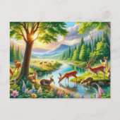Serene Enchanted Forest met dieren Schilderen Briefkaart (Voorkant)