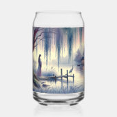 Serene Fantasy Lake met Willow en Heron Blikvorm Glas (Voorkant)