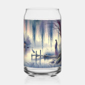 Serene Fantasy Lake met Willow en Heron Blikvorm Glas (Achterkant)