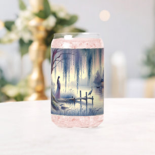 Serene Fantasy Lake met Willow en Heron Blikvorm Glas