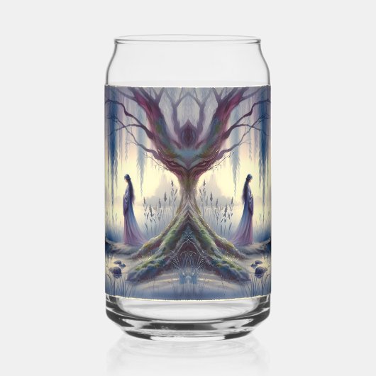 Serene Fantasy Lake met Willow en Heron Blikvorm Glas (Rechts)