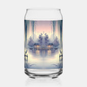 Serene Fantasy Lake met Willow en Heron Blikvorm Glas (Links)