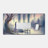 Serene Fantasy Lake met Willow en Heron Bureaumat (Keyboard & Muis)