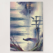 Serene Fantasy Lake met Willow en Heron Legpuzzel (Verticaal)