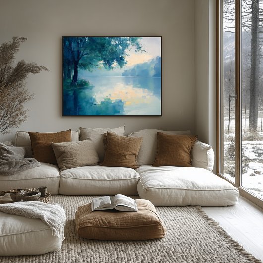 Serene Fauvist Lake Morning – Natuur-geïnspireerd Poster