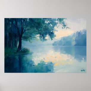 Serene Fauvistische Merenochtend – Natuurgetrouw Poster