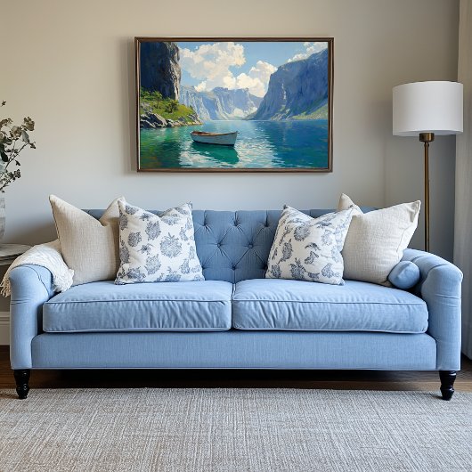 Serene fjord met torenhoge kliffen canvas afdruk