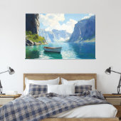 Serene fjord met torenhoge kliffen canvas afdruk (Insitu (Slaapkamer))