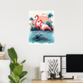 Serene Flamingo Paradise Poster (Thuiskantoor)