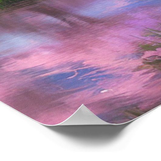 Serene Flow amidst Cherry Blossom Poster (Hoek)