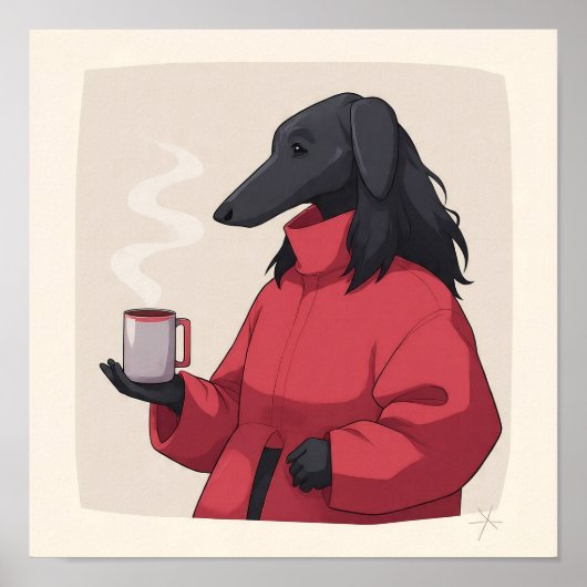 Serene Fluffy Pet Portrait - Modern Decor. Poster (Voorkant)