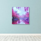 "Serene Forest Path - Poster van de Rust van de Na Canvas Afdruk (Insitu (Houten vloer))