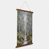 Serene Forest Path - rustige Natuur landschapskuns Hangend Wandkleed (Gebogen)