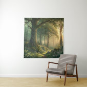 Serene Forest Scene Tapestry 57in Square Art Wandkleed (In situ)