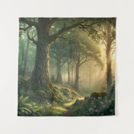 Serene Forest Scene Tapestry 57in Square Art Wandkleed
