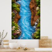 Serene Forest Stream Tranquil Nature Water Art Poster (Keuken)