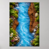 Serene Forest Stream Tranquil Nature Water Art Poster (Voorkant)