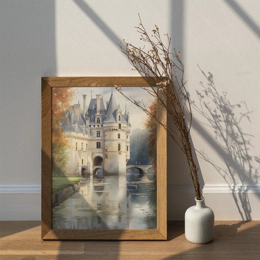 Serene Franse kasteel Waterverf Poster |