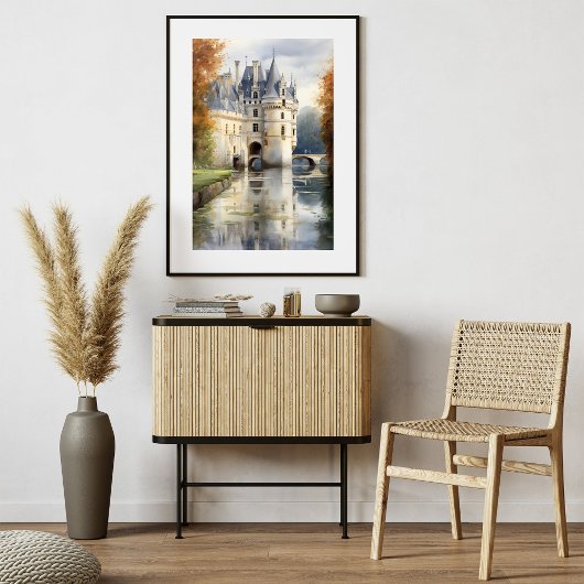 Serene Franse kasteel Waterverf Poster |