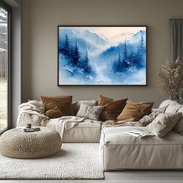 Serene Frosted Pines en Mountain Mist - Getexturee Poster