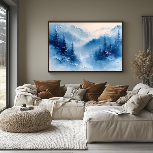 Serene Frosted Pines en Mountain Mist - Getexturee Poster