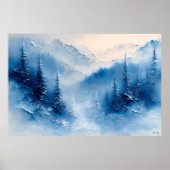 Serene Frosted Pines en Mountain Mist – Textured Poster (Voorkant)
