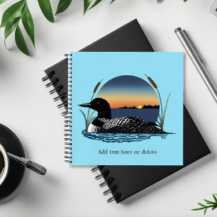 Serene Fuut Zonsondergang Blauwe Wilde Natuur Meer Notitieboek
