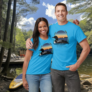 Serene Fuut Zonsondergang Blauwe Wilde Natuur Meer T-shirt