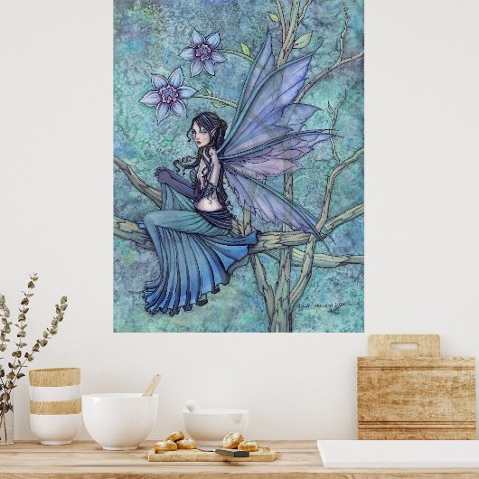 Serene Garden Fairy Fantasy Waterverf Kunst Poster (Keuken)