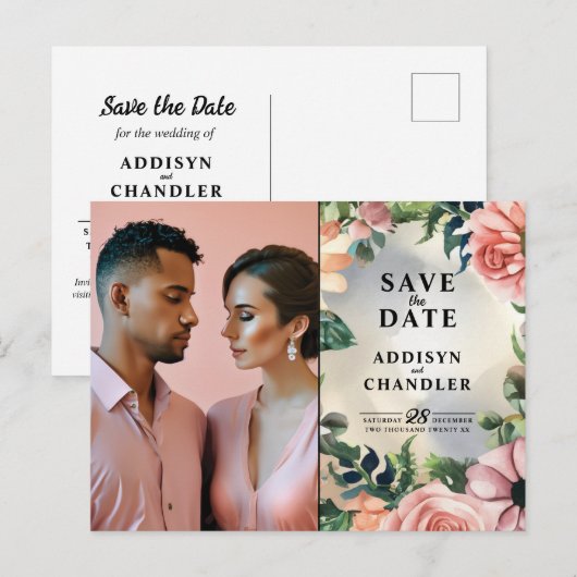 Serene Garden Krans: Pastel Floral Elegance Feestdagenkaart (Voorkant / Achterkant)