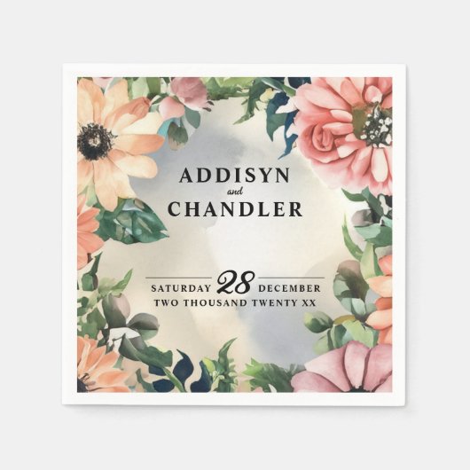 Serene Garden Krans: Pastel Floral Elegance Servet (Voorkant)