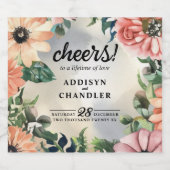 Serene Garden Krans: Pastel Floral Elegance Sparkling Wijnetiket (Enkel label)